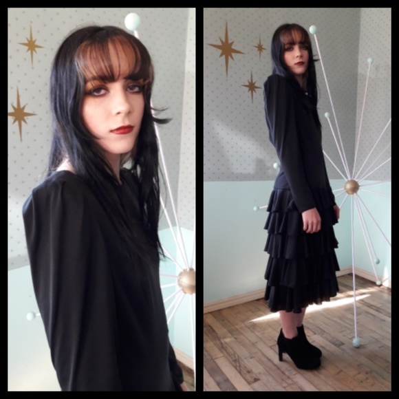 Vintage Dresses & Skirts - Stunning vintage 80's I Magnin black ruffle dress!